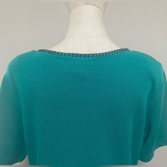 Vintage COURTWELL GREEN W SILKSCREEN LEAF PRINT - COTTON BLEND MAXI DRESS SZ M - Picture 7 of 9